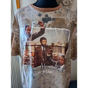 Men's Rise As 1ne T-shirt Nelson Mandala Urban Paint Splatter Size XL Brown BLM